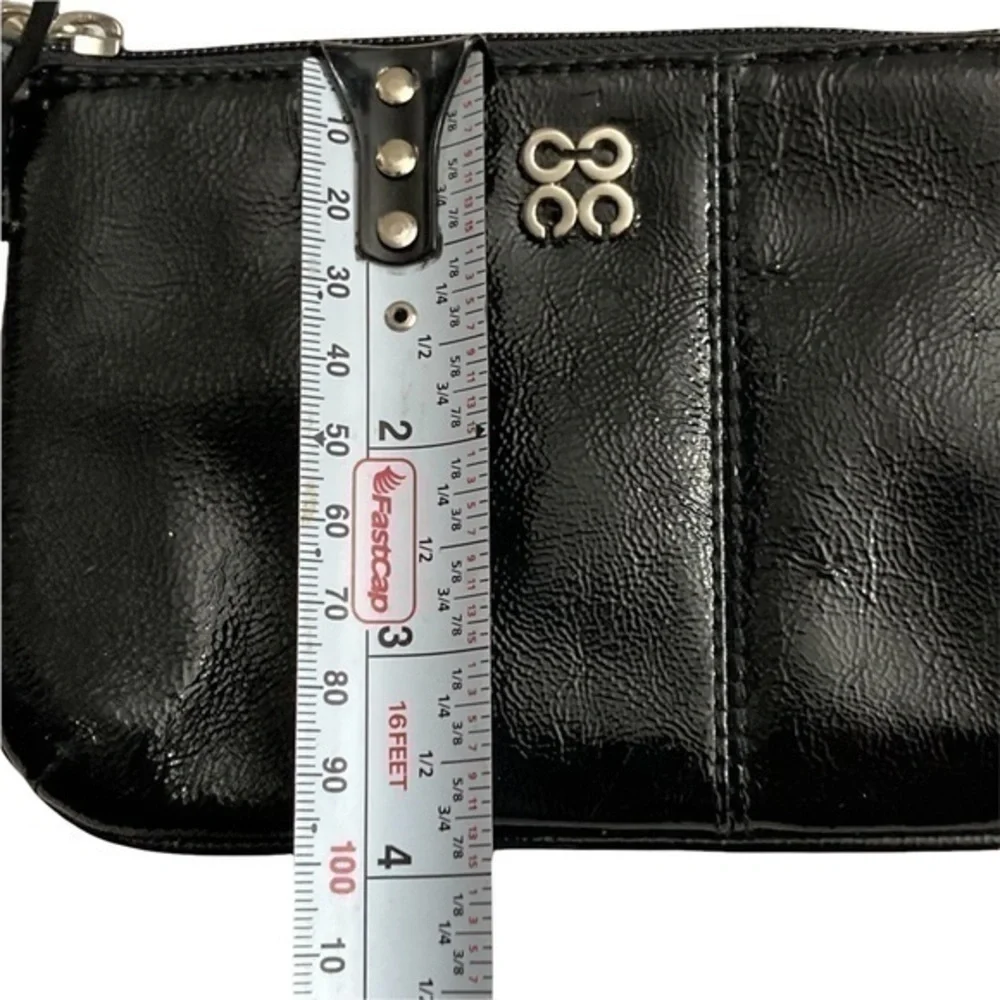 Cos liquid gloss black patent leather wristlet bag